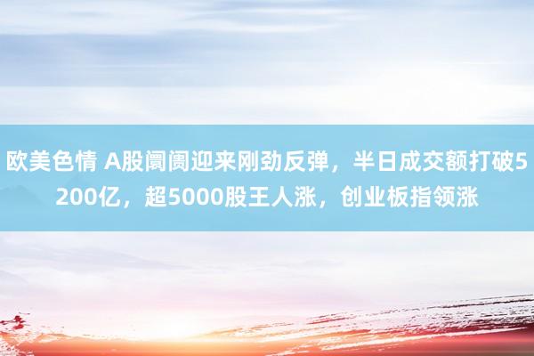 欧美色情 A股阛阓迎来刚劲反弹，半日成交额打破5200亿，超5000股王人涨，创业板指领涨